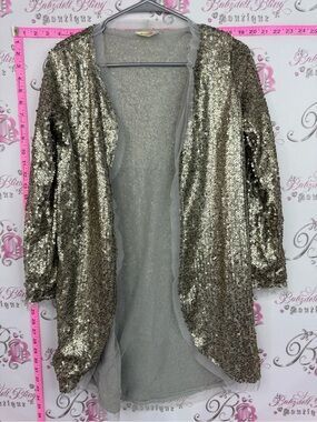 MIA JOY cardigan sparkly Gold Sequin Open-Front Duster Cardigan